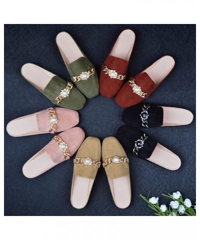 Women's Slippers Sandals Loafer Shoes Lazy Square Head Heel Less Cover Toe Flat Half Slippers Casual Dress Shoes Leather Sand...