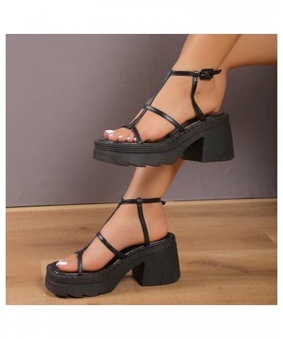 Women's Chunk Low Heel Pump Sandals Heels Heels Slippers Strappy Sandals Pump Sandals Seaside for Women Black $17.01 Sandals