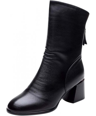 Chelsea Ankle Booties for Women, Womens Wedge Chunky Heels Squared Toe Zip Up Boots Z 03-black $20.45 Boots