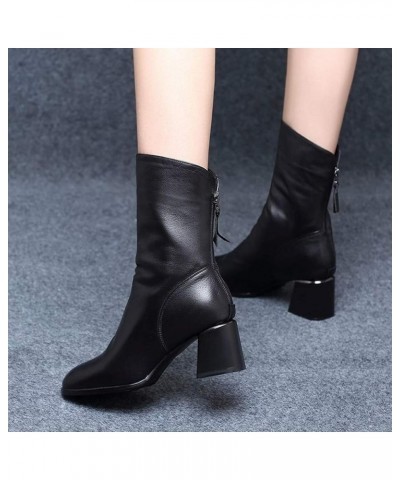 Chelsea Ankle Booties for Women, Womens Wedge Chunky Heels Squared Toe Zip Up Boots Z 03-black $20.45 Boots