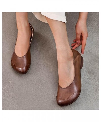 Retro Round Soft Color Sole Sasual Flat Toe Shallow Shoes Solid Women's Mouth Women's Casual Shoes Chunky Loafers Women (Blac...