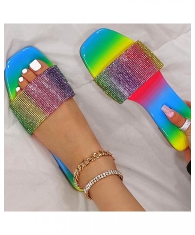 Women' Sandals Slides Rhinestones Glitter Crystal Roman Style Flat Sandals Slippers Comfortable Non-Slip Low Heel Multicolor ...