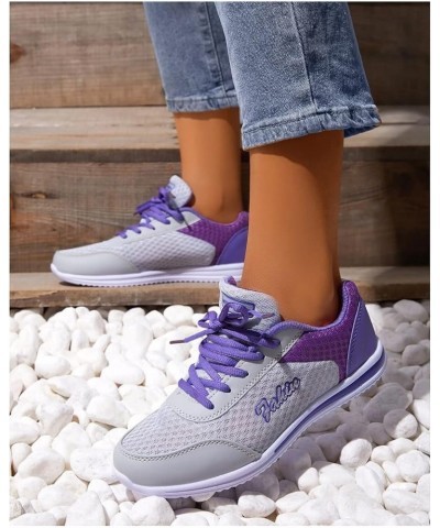 High Heeld Wedge Sneakers for Women Ladies Hidden Sneakers Lace Up Shoes Womens Shoes Heels Purple $12.03 Athletic Shoes