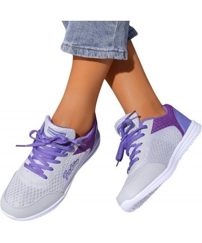 High Heeld Wedge Sneakers for Women Ladies Hidden Sneakers Lace Up Shoes Womens Shoes Heels Purple $12.03 Athletic Shoes