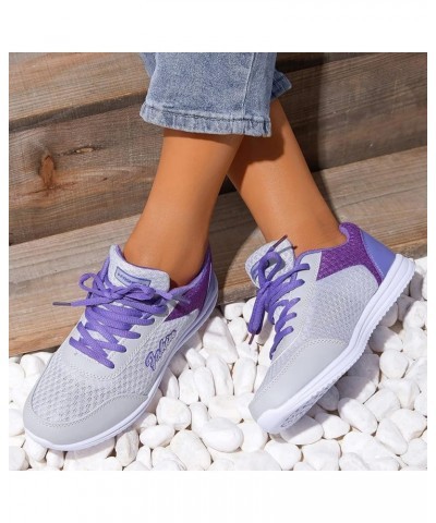 High Heeld Wedge Sneakers for Women Ladies Hidden Sneakers Lace Up Shoes Womens Shoes Heels Purple $12.03 Athletic Shoes