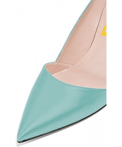 Women Elegant Pointed Toe Mid Heels Satin Dress Pumps Slip On Evening Party Shoes Size 4-15 US Light Blue $47.84 Pumps