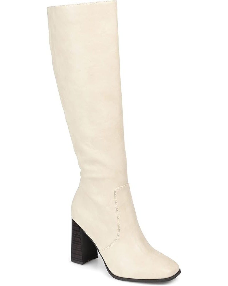 Womens Reg, WC and XWC Karima Tru Comfort Foam Stacked Heel Knee High Boots Off-white $32.59 Boots