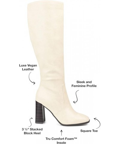 Womens Reg, WC and XWC Karima Tru Comfort Foam Stacked Heel Knee High Boots Off-white $32.59 Boots