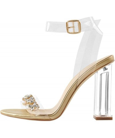 Women's Clear Rhinestones Heels for Women Stiletto Heels Ankle Strap Sandals Rhinestone $20.50 Sandals