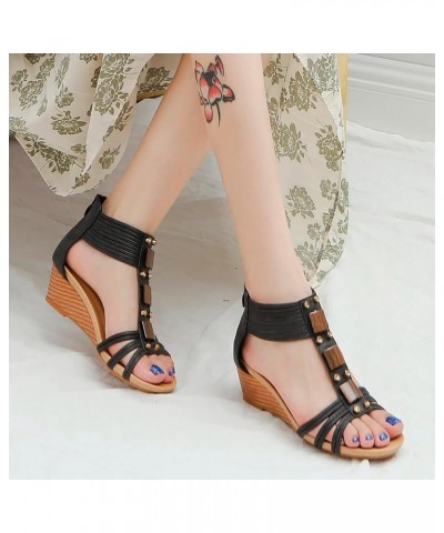 Fashion Women's Casual Shoes Breathable Wedge Heel Outdoor Leisure Sandals Z 15-black $17.34 Sandals