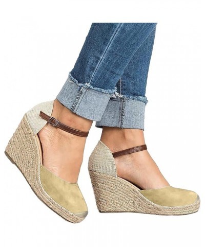 Color Block Sandals Wedges for Women Summer Western 2024 Trendy Comfort Dressy Spring Cutes Y2K Ladies Wedges Sandals Khaki $...