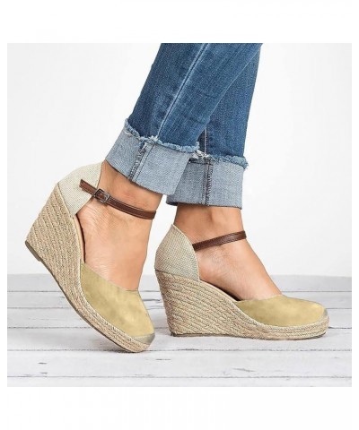 Color Block Sandals Wedges for Women Summer Western 2024 Trendy Comfort Dressy Spring Cutes Y2K Ladies Wedges Sandals Khaki $...