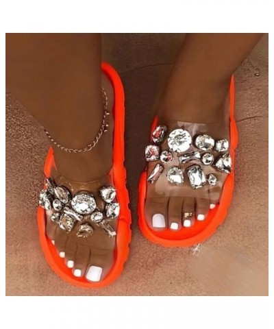 Slingback Slippers for Women Slippers Sandals Rhinestone Transparent And Spring Comfy House Slippers for Women Size 12 Orange...