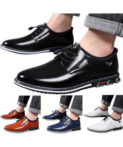 Men Leather Shoes White Slip On Driving Shoes Men's Dress Shoes Leather Lined Formal Oxfords Black-a $24.57 Oxfords