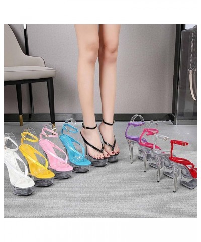 15CM Transparent Sole Platform High Heel Sandals Open Toe Ankle Strap Stripper for Wedding Evening Prom Tripper Performance S...