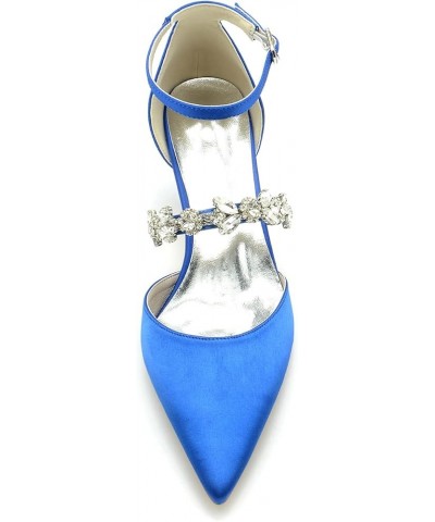 Womens Marty Jane Kitten Heels Pointed Toe Wedding Sandals Bridal Pumps Satin Orsay Sandal Party Dress Daily Blue $34.74 Sandals