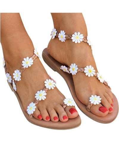 Women's Flat Sandals, Women's Summer Strappy Flat Sandals, Adjustable Casual Sandal with Open Toe Brown $11.08 Sandals