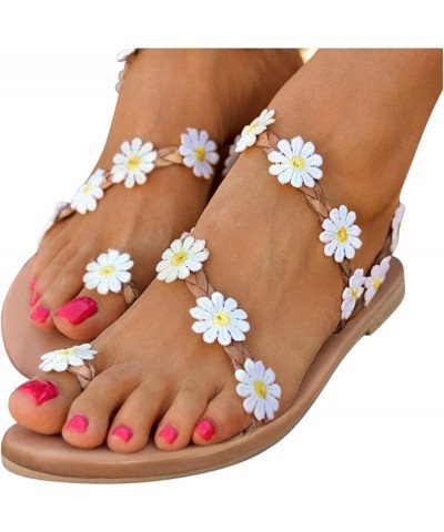 Women's Flat Sandals, Women's Summer Strappy Flat Sandals, Adjustable Casual Sandal with Open Toe Brown $11.08 Sandals