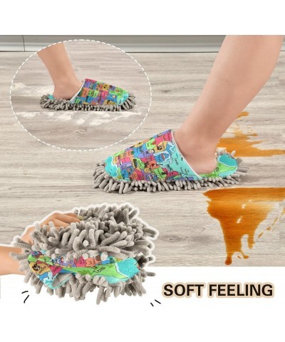 Unisex Fuzzy Slippers, Cozy Floor Dusting Cleaning Mop Shoes for Men Women M-L Multi 19 $12.24 Slippers