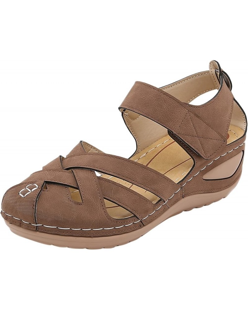 Sandals for Women Beach Shoes Wedges Fashion Sandals Women Breathable Summer Toe Comfortable Women's Sandals Brown 8.5 $13.18...