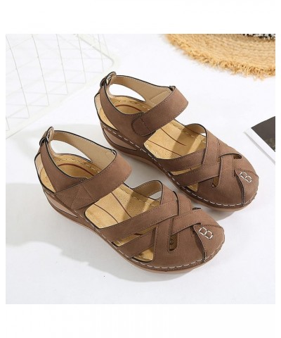 Sandals for Women Beach Shoes Wedges Fashion Sandals Women Breathable Summer Toe Comfortable Women's Sandals Brown 8.5 $13.18...