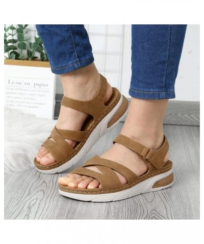 Sandals for Women Dressy Summer,Womens Slip On Arch Support Hook&Loop Open Toe Non-Slip Platform Sandals Womens Yellow $18.71...