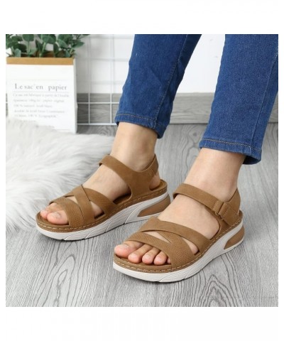 Sandals for Women Dressy Summer,Womens Slip On Arch Support Hook&Loop Open Toe Non-Slip Platform Sandals Womens Yellow $18.71...