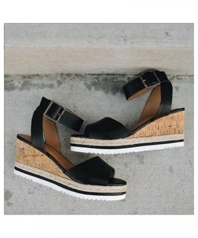 Wedges Toe Platform Womens Sandals Ladies Roman Open Shoes Retro Fashion Women's sandals Sandal Wedges for Women Black $15.94...