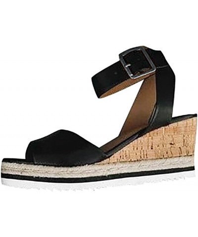 Wedges Toe Platform Womens Sandals Ladies Roman Open Shoes Retro Fashion Women's sandals Sandal Wedges for Women Black $15.94...