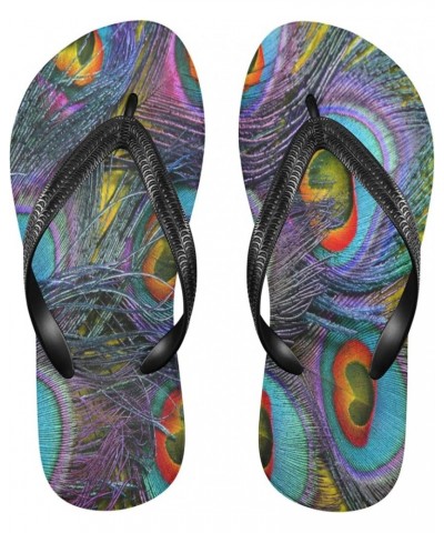 Beautiful Peacock Feathers Womens Flip Flops Summer Beach Sandals Casual Thong Slippers Comfortable Shower Slippers Non Slip ...