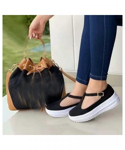 Women's Closed Toe Sandals Ladies Mid Wedge Heel Platform Sandals Buckle Up Ankle Strap Espadrille Sandals Summer Round Head ...