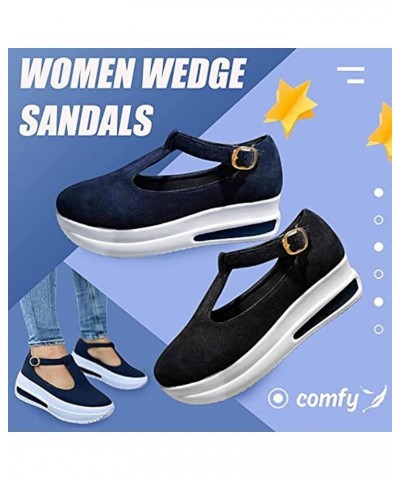 Women's Closed Toe Sandals Ladies Mid Wedge Heel Platform Sandals Buckle Up Ankle Strap Espadrille Sandals Summer Round Head ...