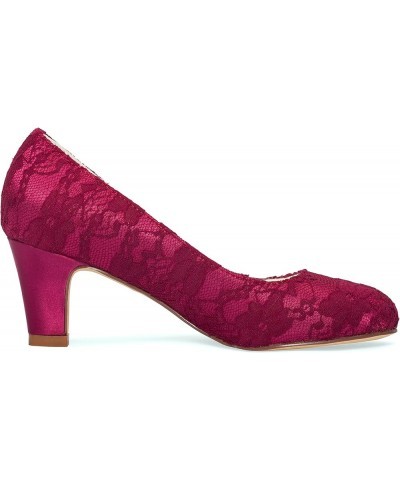 Wedding Shoes Women's Silk Like Satin Stiletto Heel Closed Toe Pumps Burgundy $20.24 Pumps