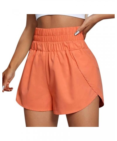 Womens Cotton Pajama Shorts Set Waist Athletic Yoga Pants Sports Pants Short Sleeve Turtleneck Women, Large Orange- Shorts fo...