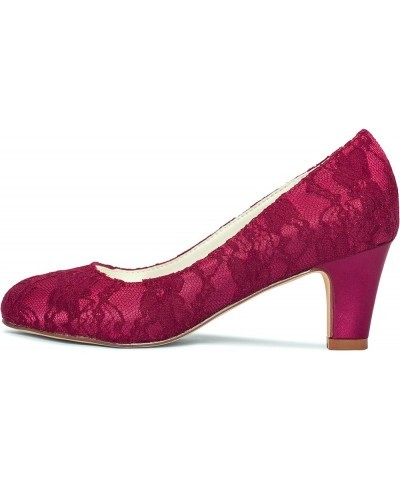 Wedding Shoes Women's Silk Like Satin Stiletto Heel Closed Toe Pumps Burgundy $20.24 Pumps