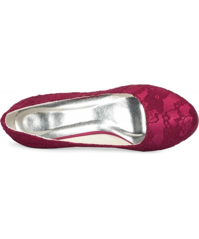 Wedding Shoes Women's Silk Like Satin Stiletto Heel Closed Toe Pumps Burgundy $20.24 Pumps