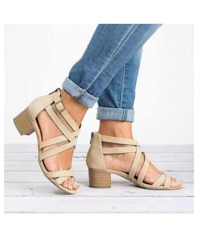 And Sandals for Women For Women Toe Causal Fashion Hollow Heels Out High Ladies Shoes Sandals Striped (e-Beige, 8) $16.68 San...