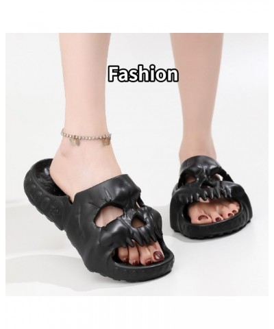 Skull Slippers Tiktok Trend Items For Women Slides Sandals Black $17.69 Slippers