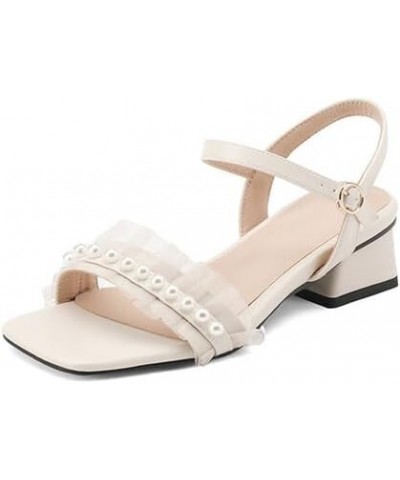 Womens Chunky Block Heel Comfort Adjustable Buckle Ankle Strap Open Toe Summer Low Heel Comfortable Sandals Off-white $32.93 ...