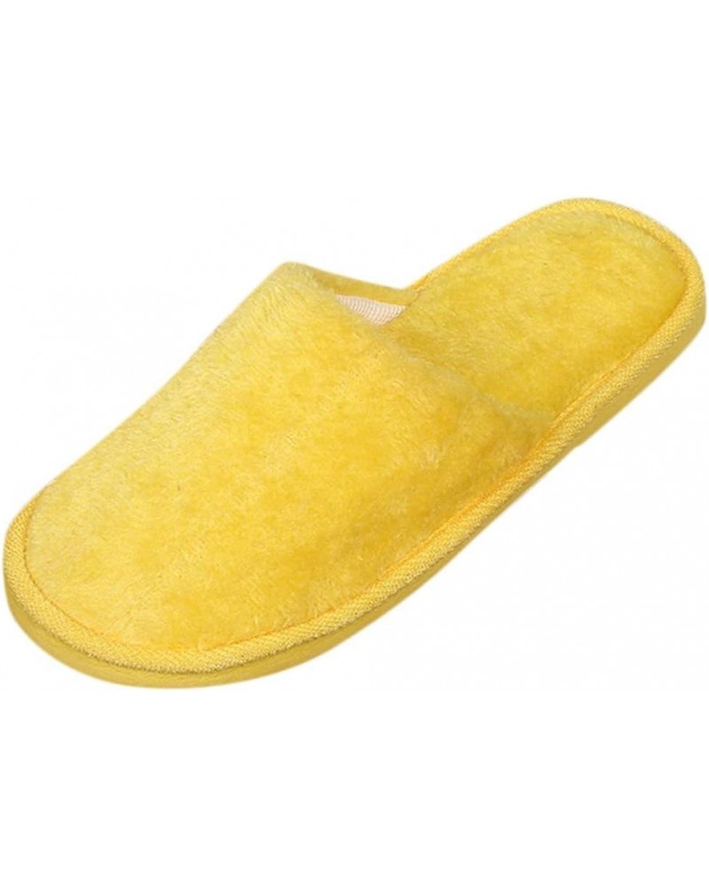 House Slippers for Women Men Medium Width Winter Couples Warm Shoes Plush Soft Pull On Stretch Winter Slippers E-yellow $12.7...