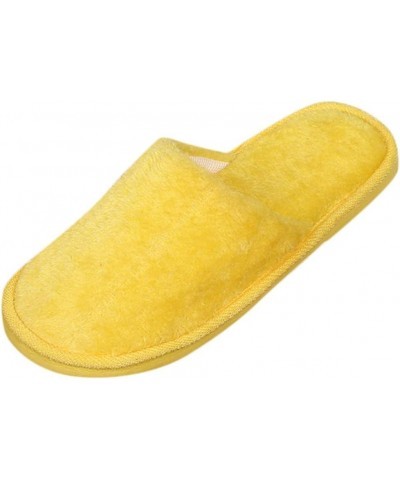 House Slippers for Women Men Medium Width Winter Couples Warm Shoes Plush Soft Pull On Stretch Winter Slippers E-yellow $12.7...