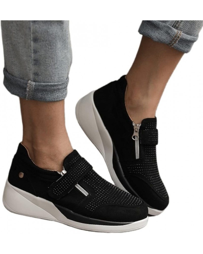 Shoes For Women Sneakers Slip Ons Fashion Comfortable Walking Shoes Dressy Casual Summer Non Slip Platform Shoe Black $13.91 ...