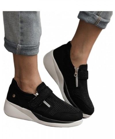 Shoes For Women Sneakers Slip Ons Fashion Comfortable Walking Shoes Dressy Casual Summer Non Slip Platform Shoe Black $13.91 ...