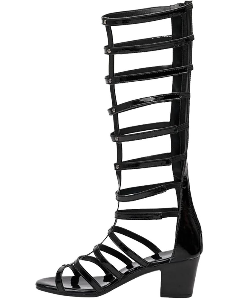 Womens Black Strappy Heels Open Toe Dress Sandals Silver 3 Inch Comfortable Sandals For Womens Sandles Sandals Women C D-blac...