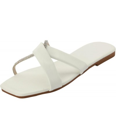 Flip Flop Shoes Women Dressy Womens Cloud Shoes Closed Toe Sandals Womens Slides Size 11 Brown Sandals Women White-4 $11.79 S...