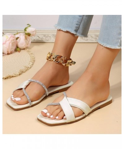 Flip Flop Shoes Women Dressy Womens Cloud Shoes Closed Toe Sandals Womens Slides Size 11 Brown Sandals Women White-4 $11.79 S...