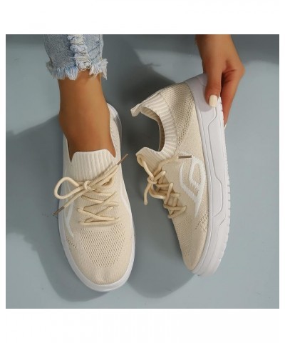 Sneakers for Women Women Casual Sport Shoes Mesh Running Shoes Knit Detail Slip On Running Shoes Walking Shoes Beige 9 $13.89...