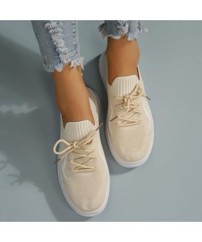 Sneakers for Women Women Casual Sport Shoes Mesh Running Shoes Knit Detail Slip On Running Shoes Walking Shoes Beige 9 $13.89...