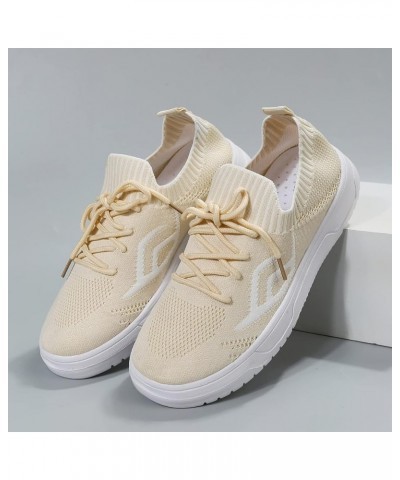 Sneakers for Women Women Casual Sport Shoes Mesh Running Shoes Knit Detail Slip On Running Shoes Walking Shoes Beige 9 $13.89...