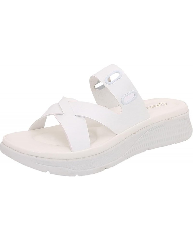 Women's Platform Wedge Sandals Fashion Sport Outdoor Orthopedic Sandals Breathable Knit White $16.81 Sandals